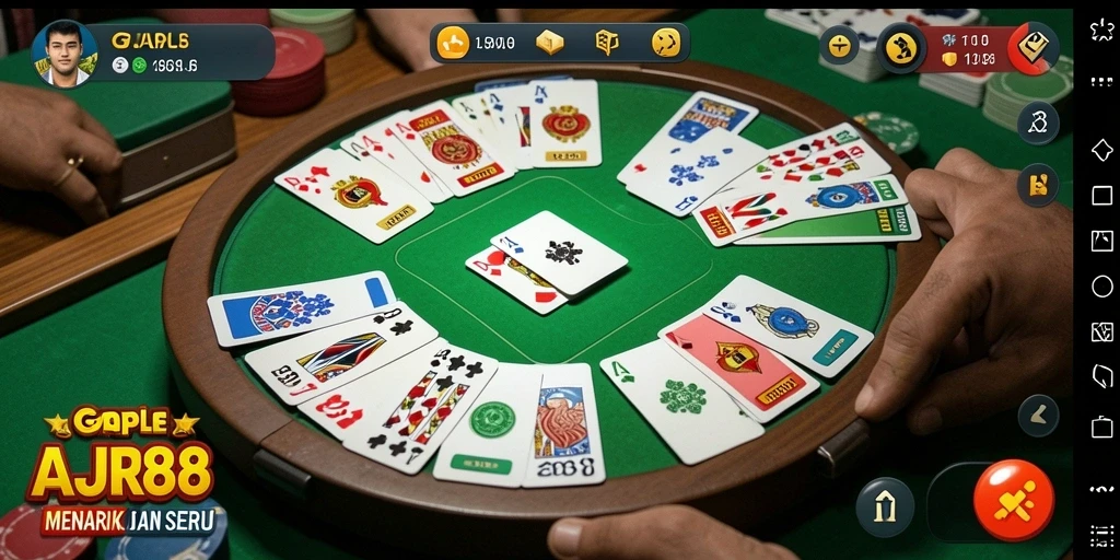 Tampilan gameplay seru AJR88 dengan fitur Gaple.