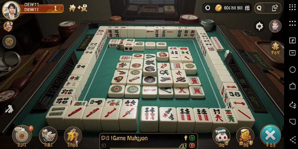 Tampilan gameplay DEWI11 dengan suasana Mahjong yang menarik.