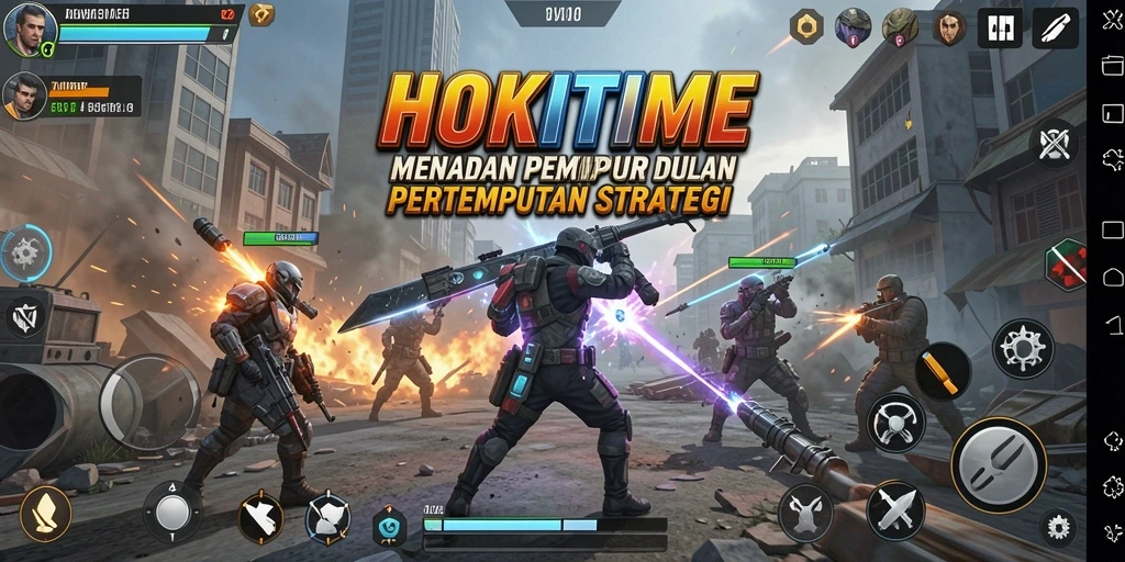 Screenshot HOKITIME menampilkan aksi pertempuran strategi yang menegangkan.