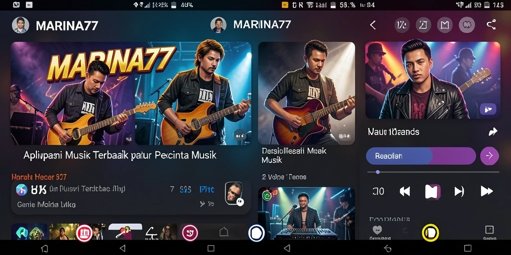 Screenshot utama MARINA77 menampilkan fitur karaoke dan daftar lagu