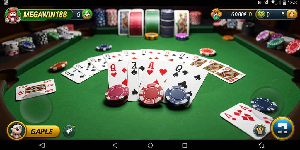 Screenshot gameplay Gaple MEGAWIN188 yang seru dan interaktif.