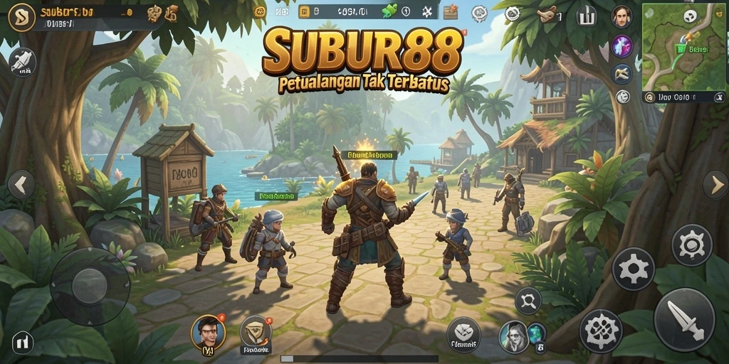 Screenshot gameplay SUBUR88 yang menunjukkan petualangan di dunia terbuka.