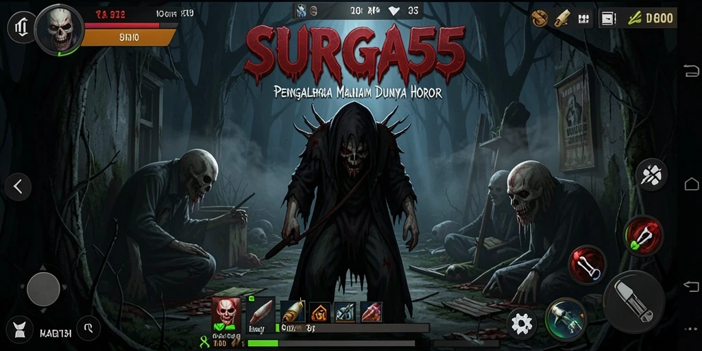 Tampilan gameplay SURGA55 yang mencekam dan menegangkan.