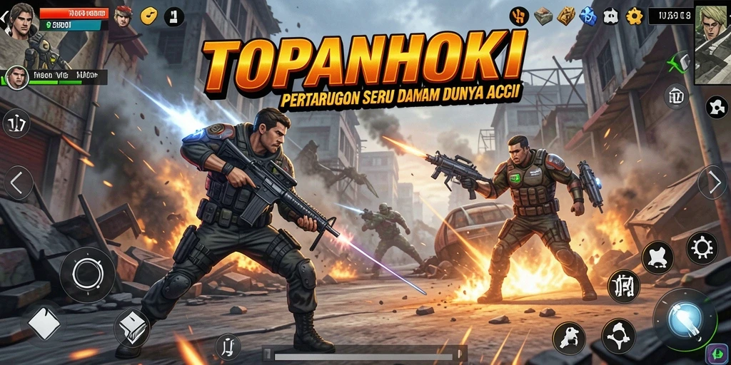 Tampilan aksi menegangkan dalam gameplay TOPANHOKI.